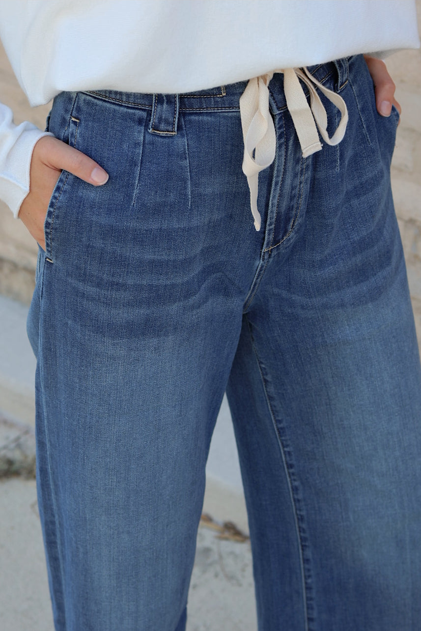 Tied Dark Washed Denim Pant
