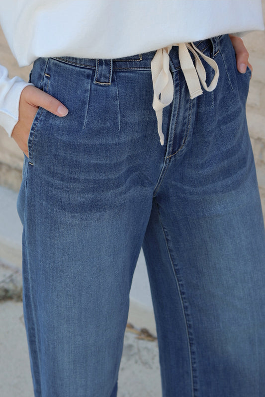 Tied Dark Washed Denim Pant