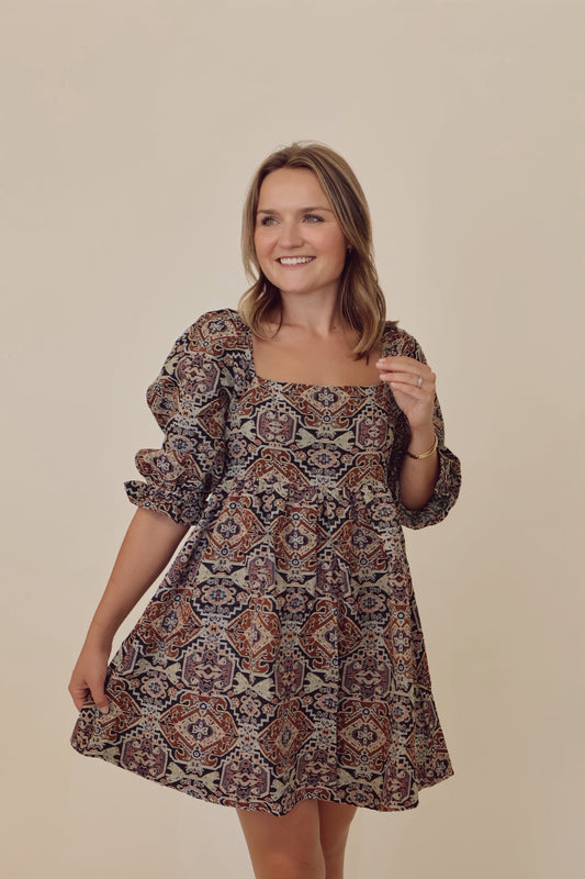 Ornate Babydoll Mini Dress