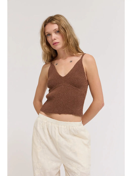 Essential Knit Tank in Chocolate