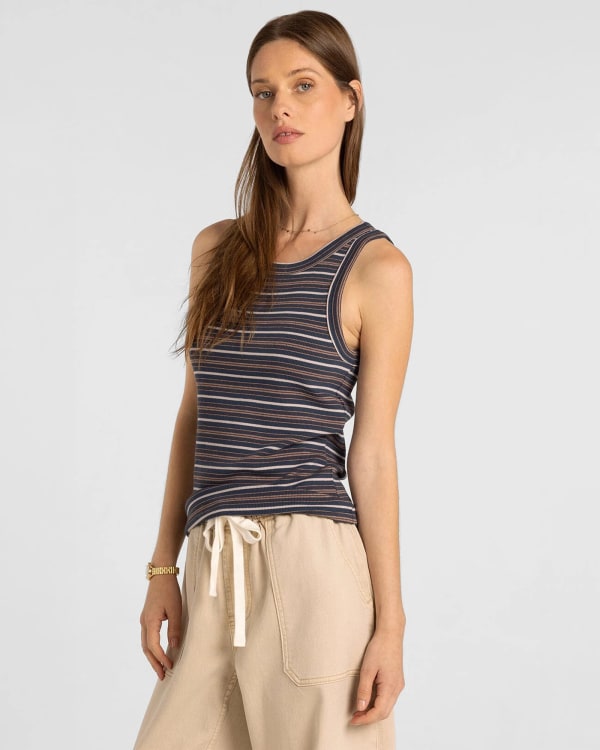 Edlin Tank- Navy Multi Stripe
