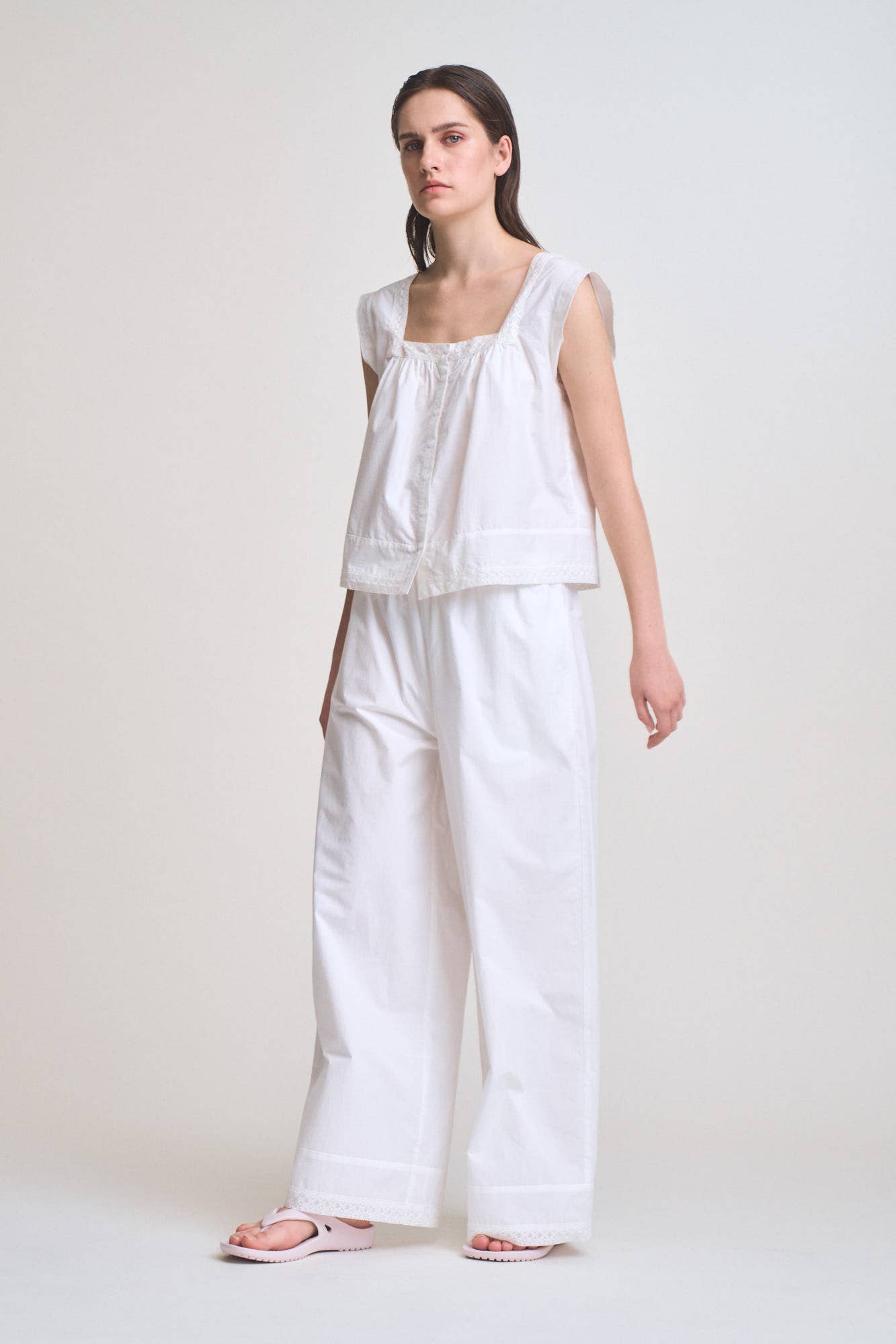 Eyelet Trim Detail Pants
