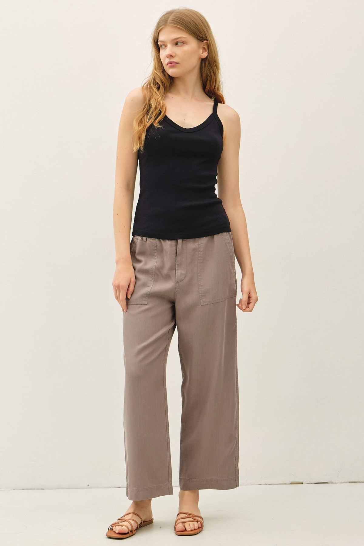 Wide Leg Tencel Pant / Earth Grey