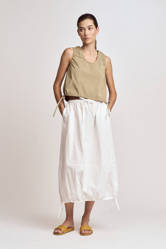 Gathered Cropped Tank- Dry Herb