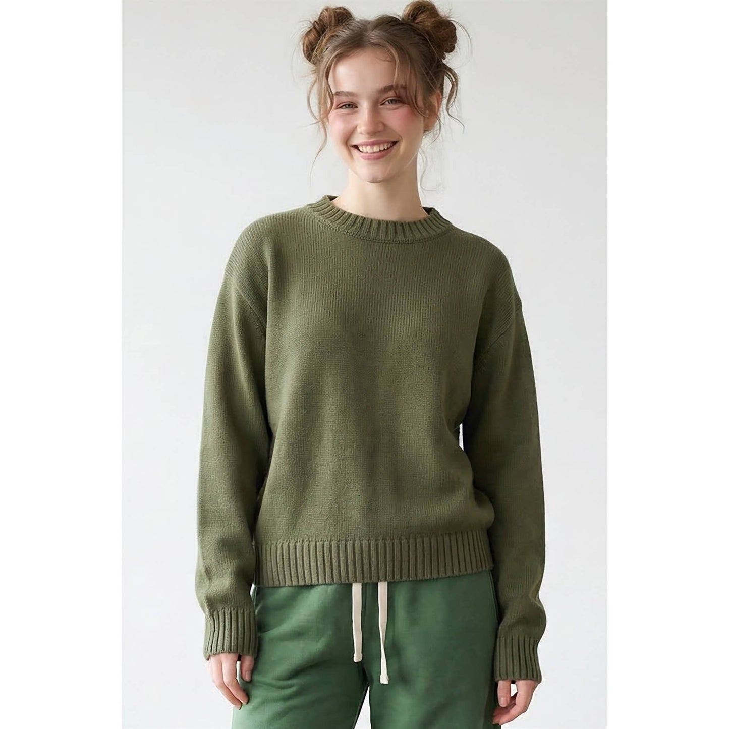 Crewneck Sweater: Olive