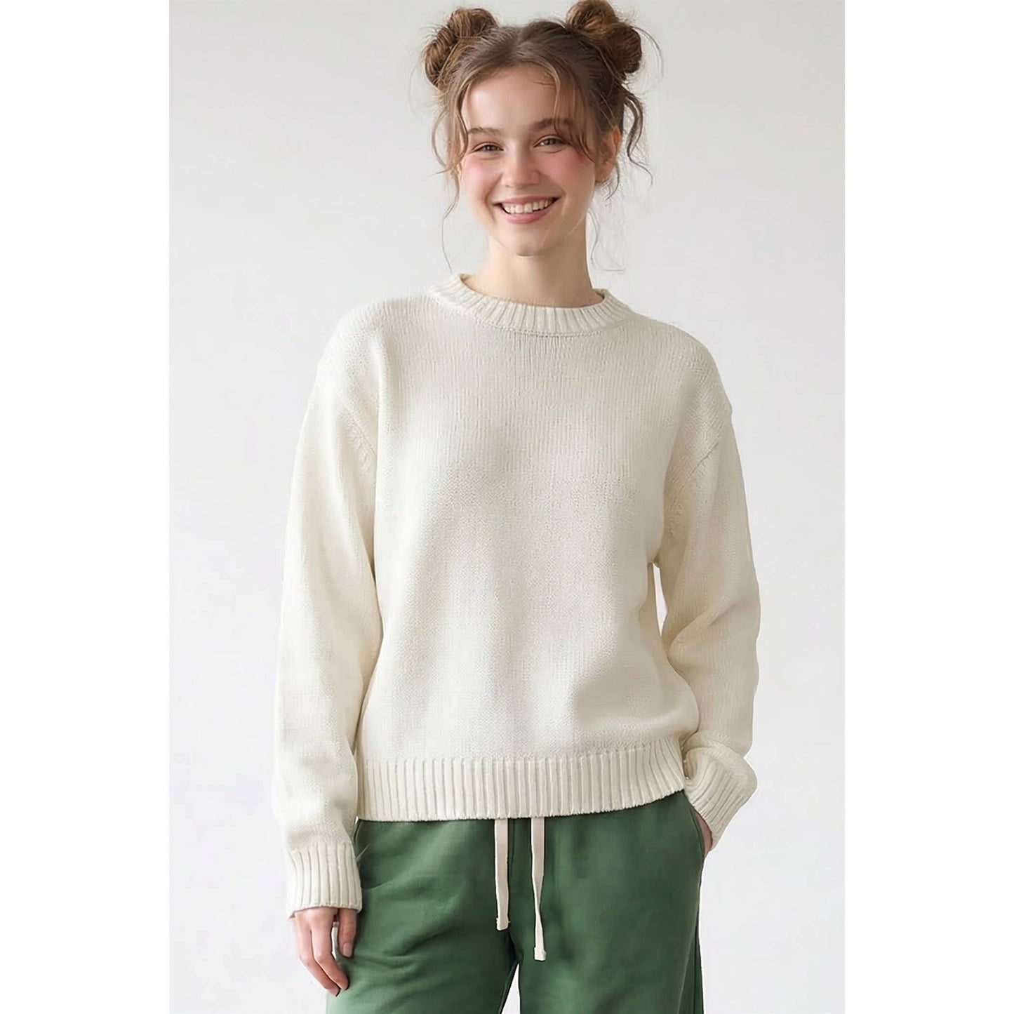 Crewneck Sweater: Ivory