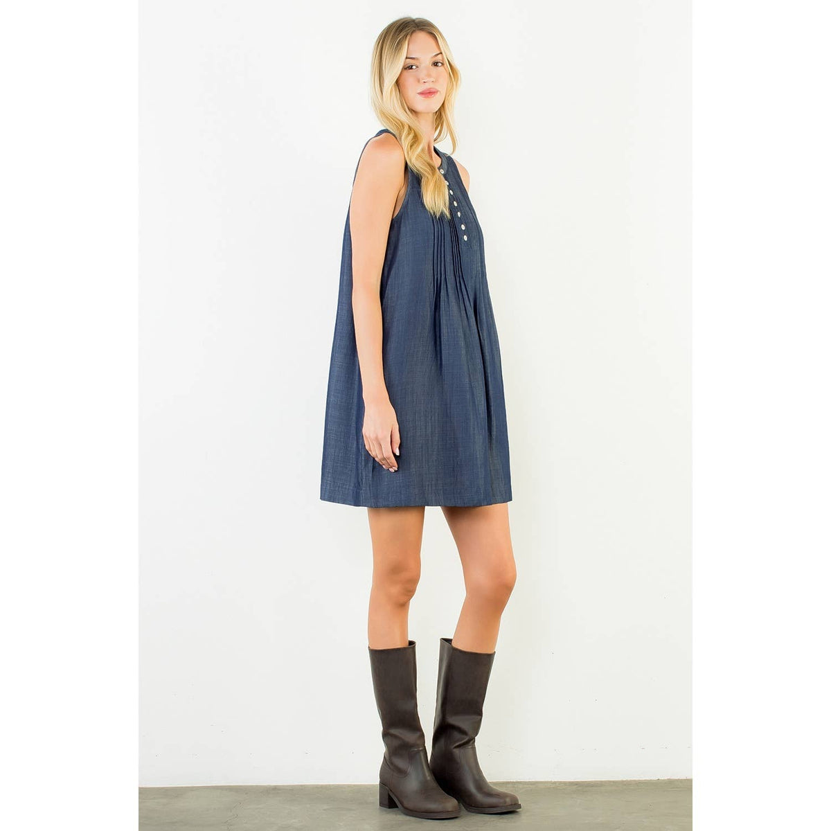 Denim Button Dress