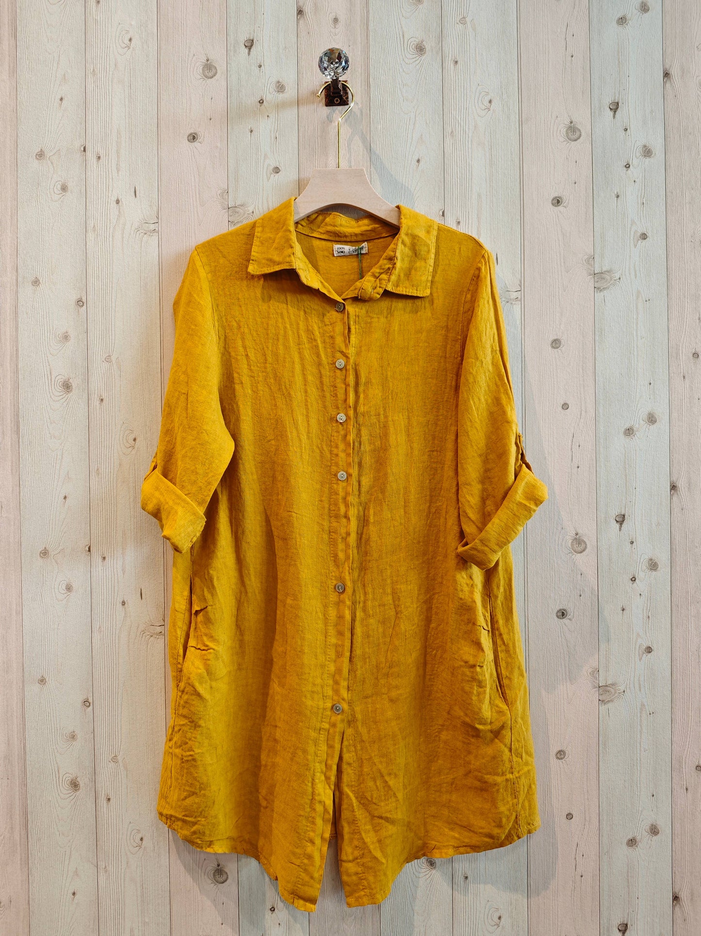 Ref-89075 SHORT SHIRT 100% LINEN: BEIGE