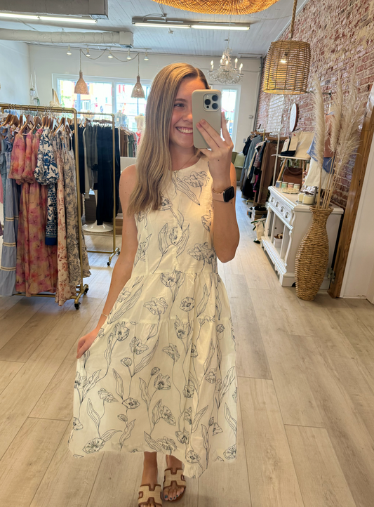 Leila Embroidered Midi Dress