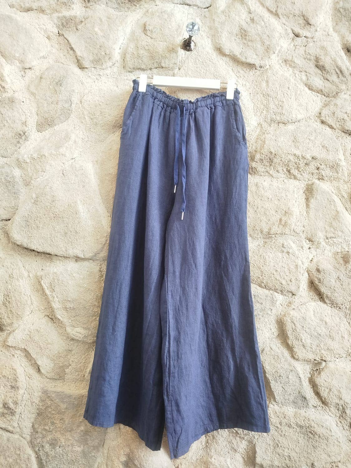Ref-18116 WIDE-LEG PANTS 100% LINEN: Camel