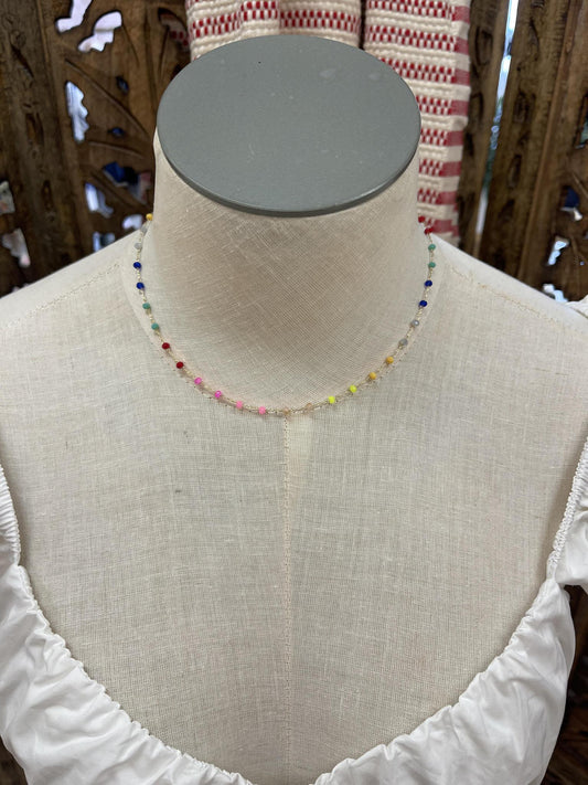 Beaded Rainbow Chocker Necklace
