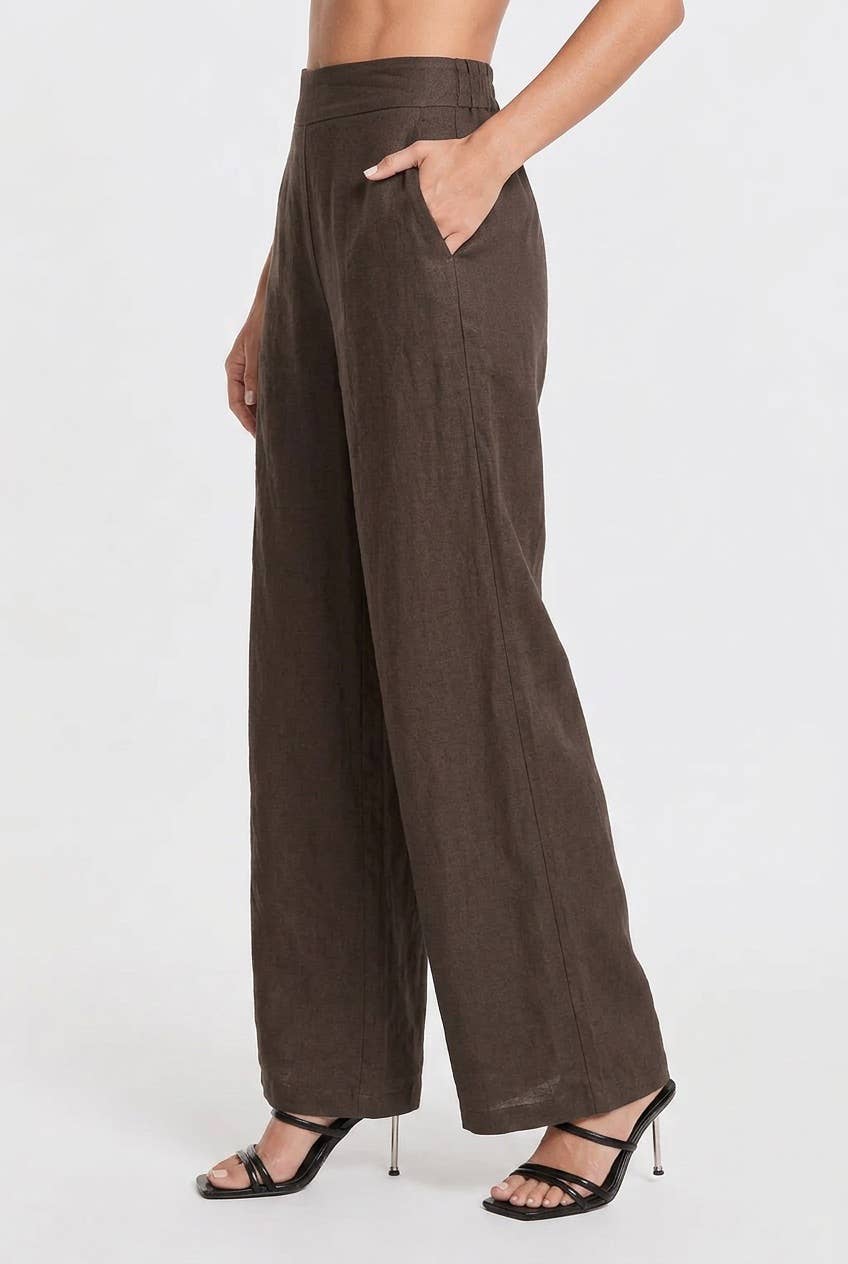 Linen Palazzo Pant / Espresso
