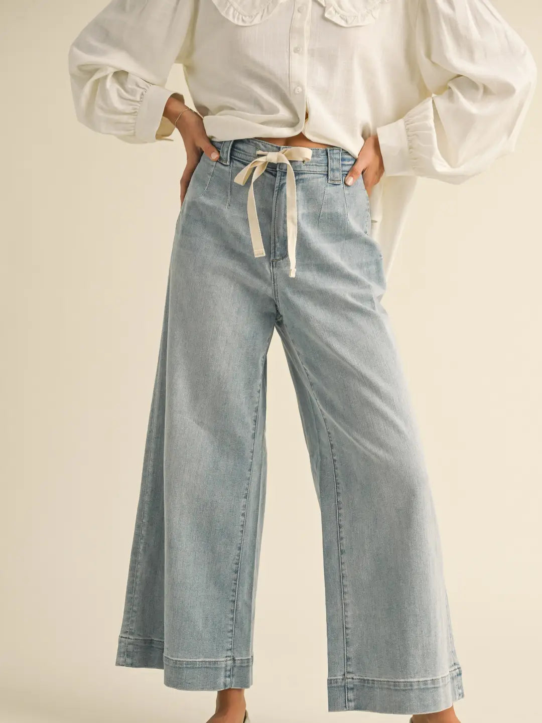 Tied Washed Denim Pant