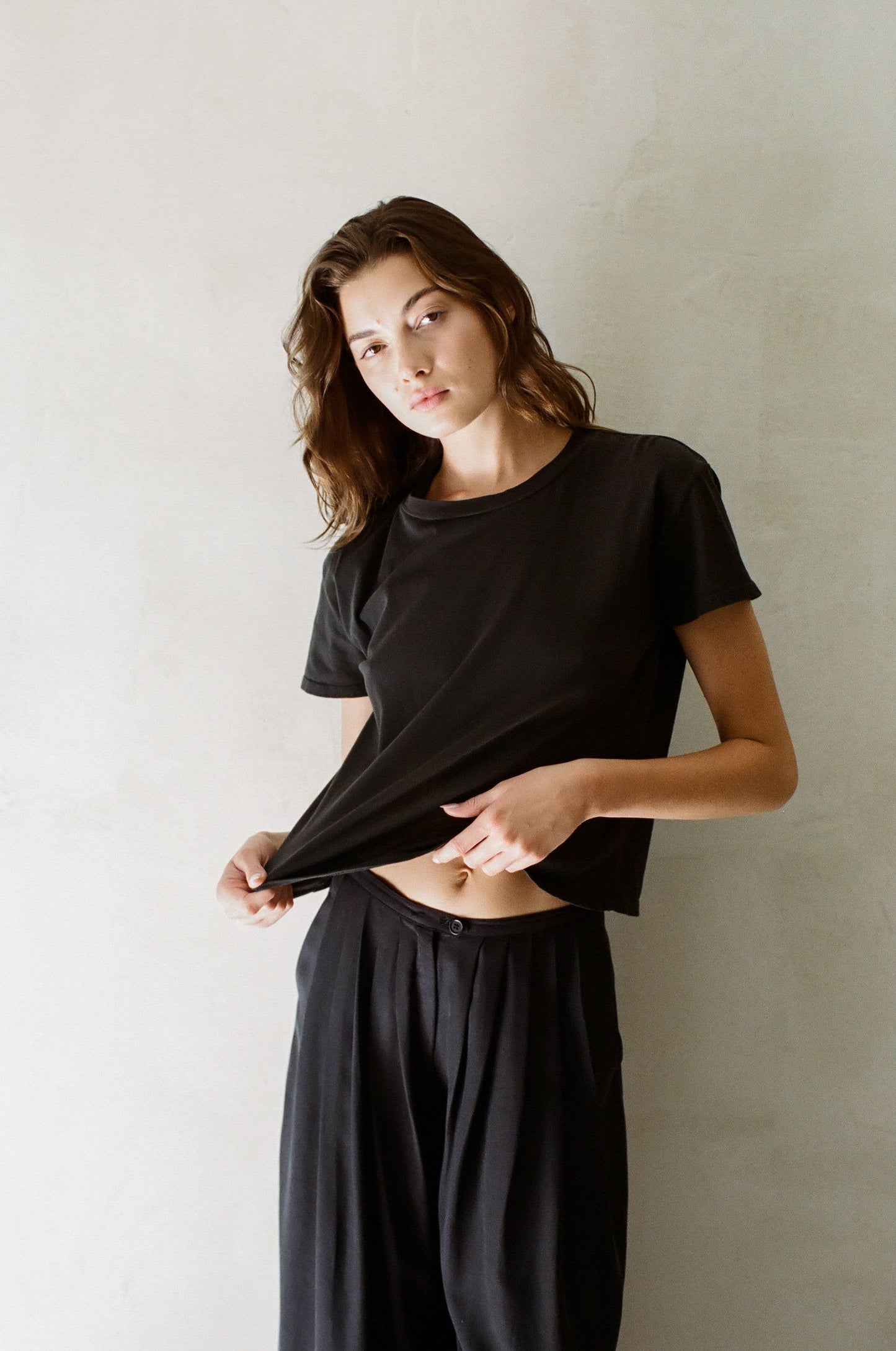 Knit Cotton Tee- Washed Black