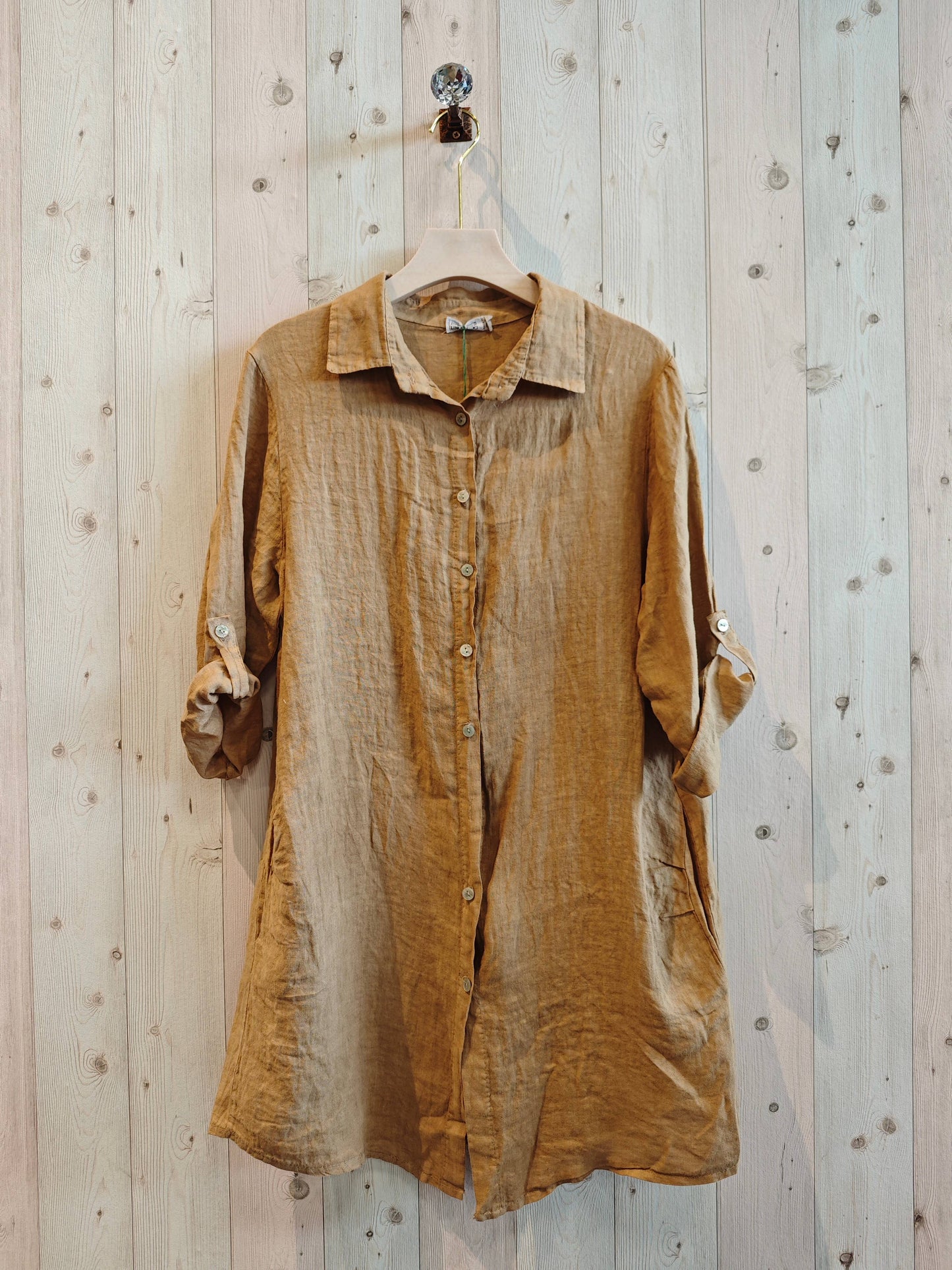Ref-89075 SHORT SHIRT 100% LINEN: Marino
