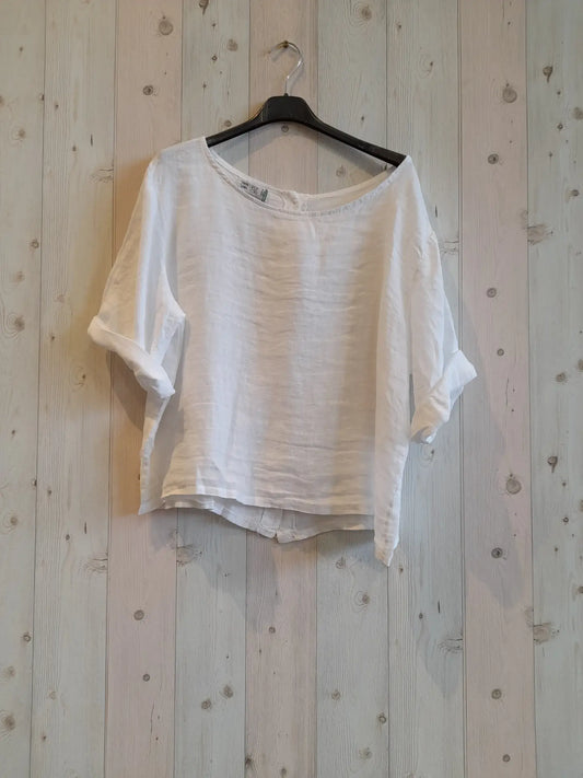 White Basic Linen Blouse