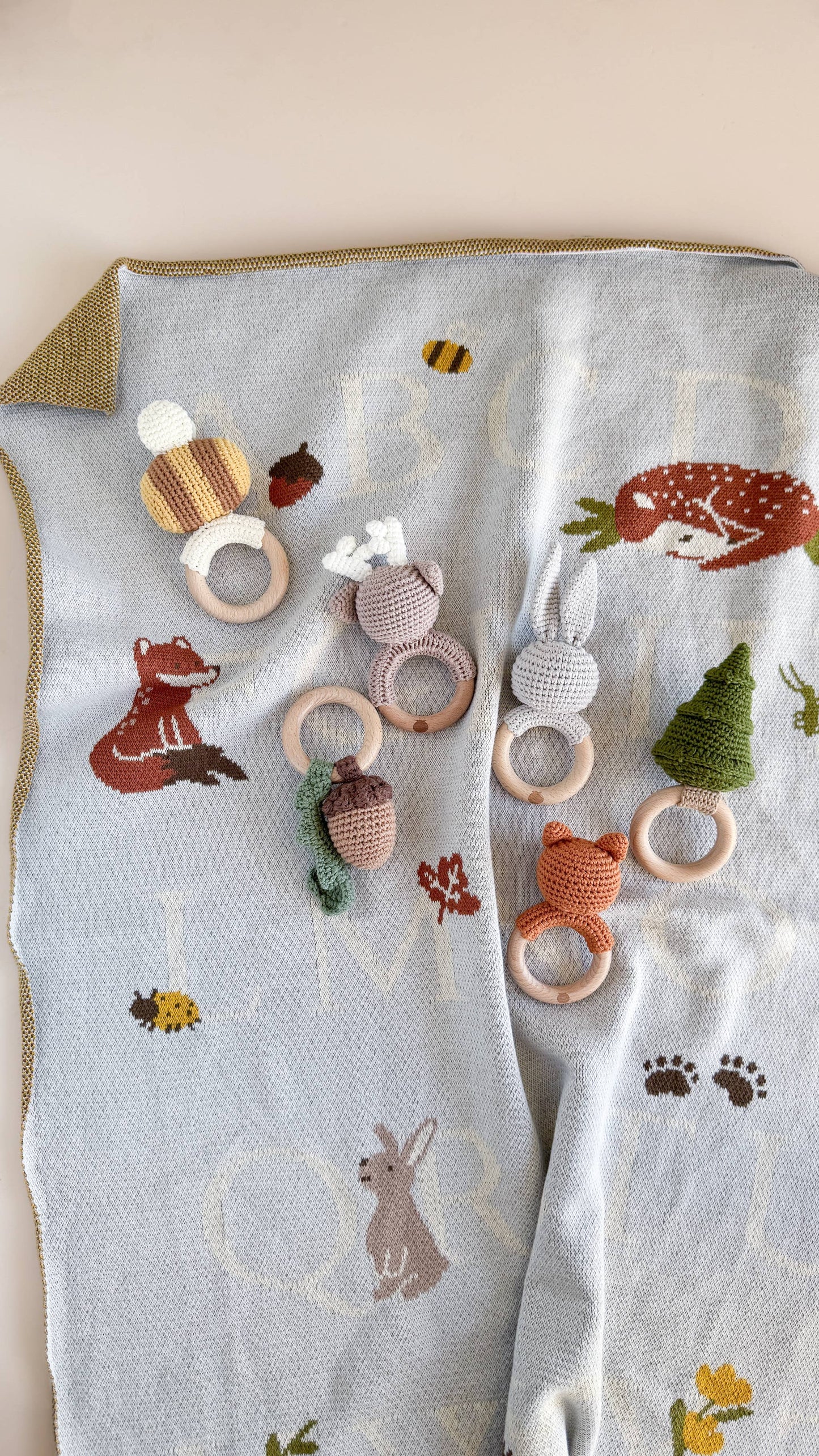 Teether Fox Cotton Rattle