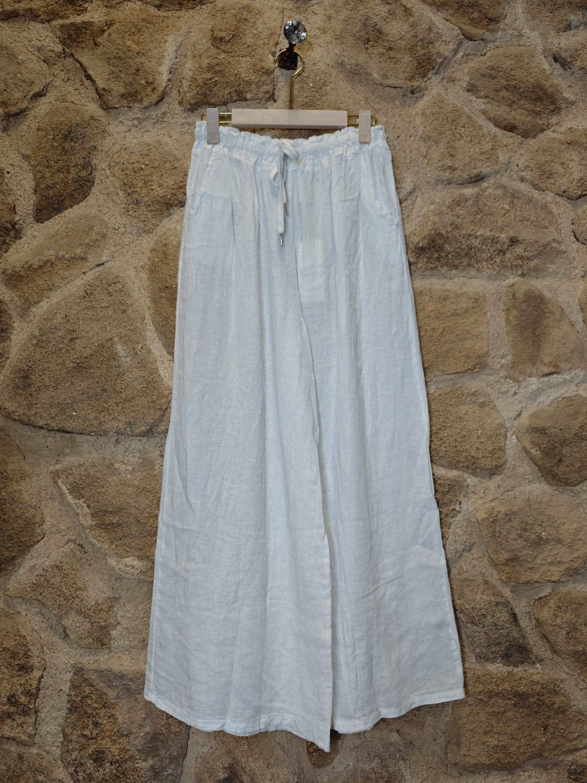 Ref-18116 WIDE-LEG PANTS 100% LINEN: Camel