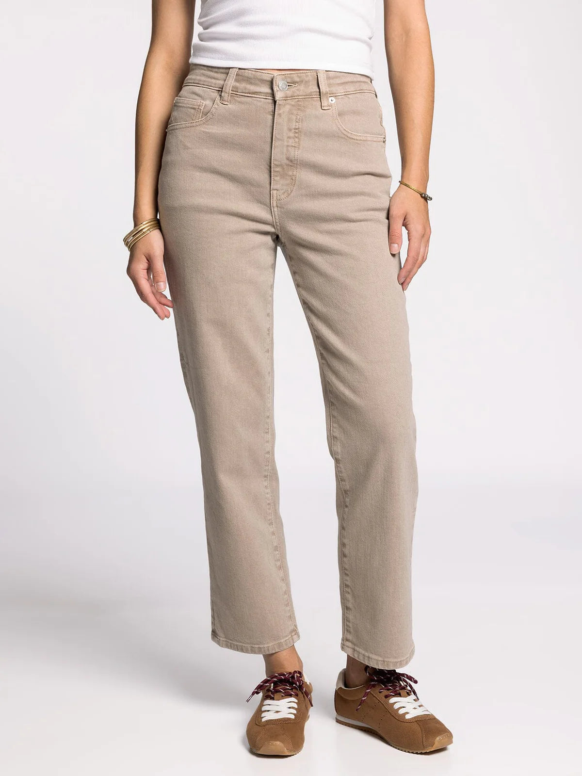 Alex Mid-Rise Straight in Taupe
