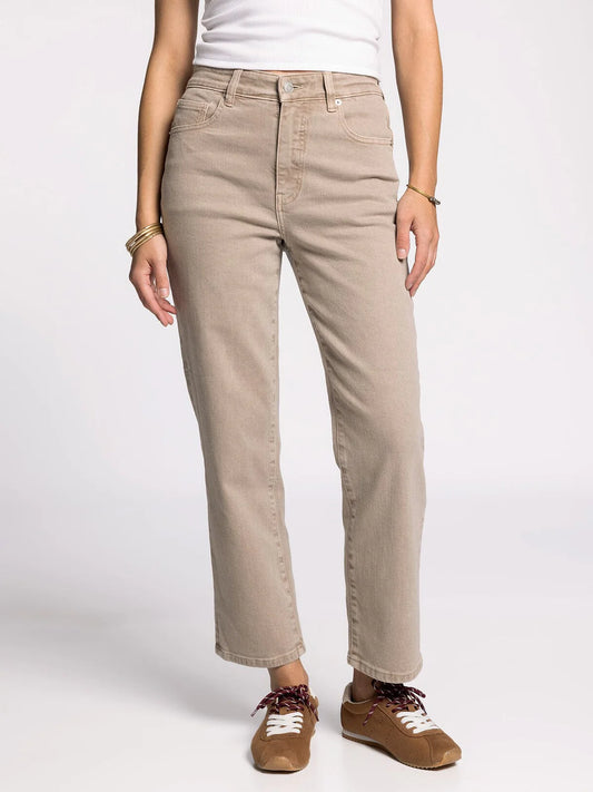Alex Mid-Rise Straight in Taupe