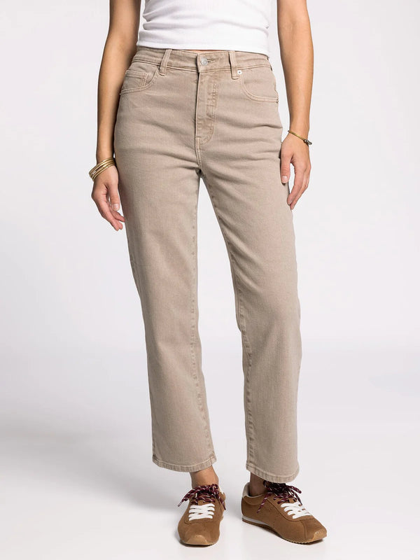 Alex Mid-Rise Straight in Taupe