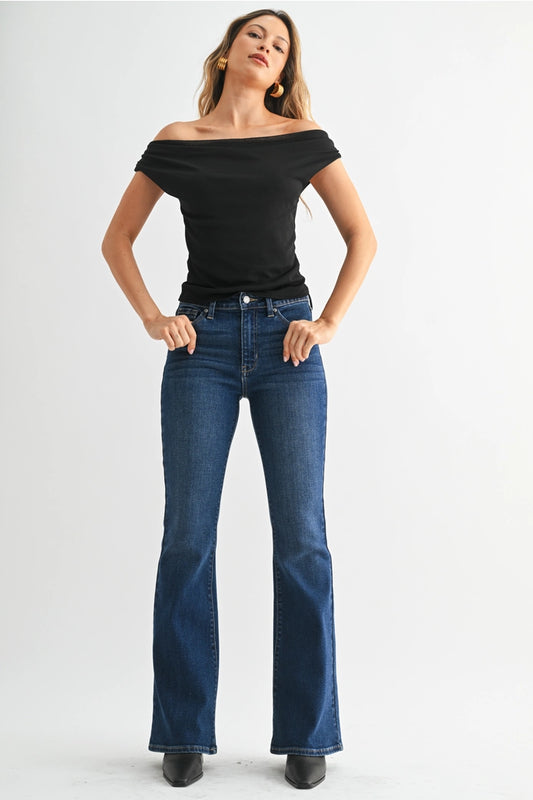 Mid Rise Flare Jeans