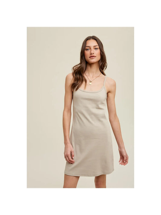 Cami Ribbed Knit Mini Dress- Champagne