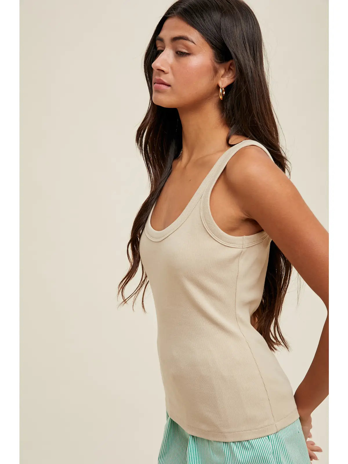 Ribbed Knit Tank - Champagne