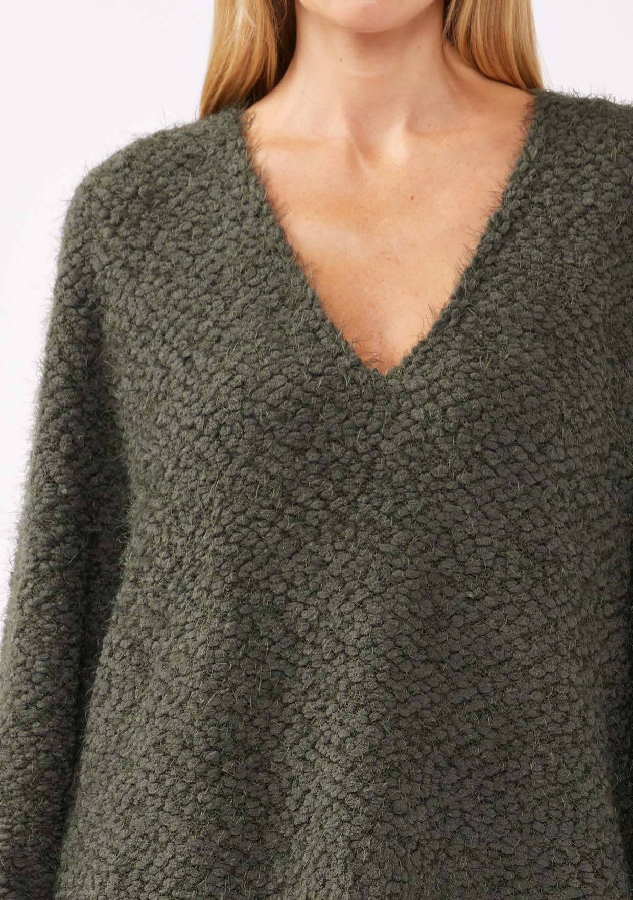 Fuzzy Pullover Sweater - Olive