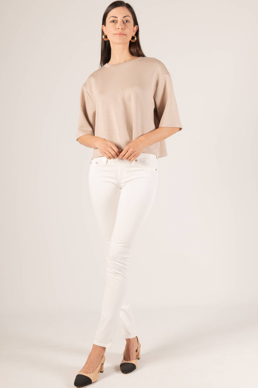 Overlap Back Detail Top- Taupe