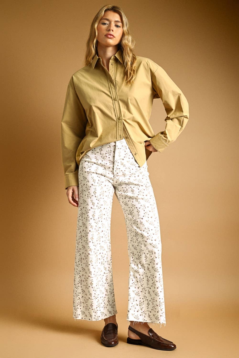T7594   LONG SLEEVE BUTTONDOWN SHIRTS: WHITE / L
