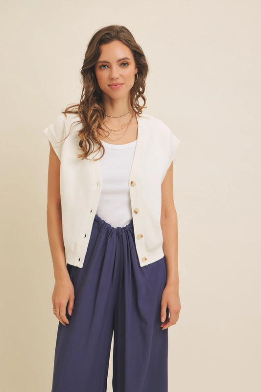Stella Button Down Sweater Vest Cardigan
