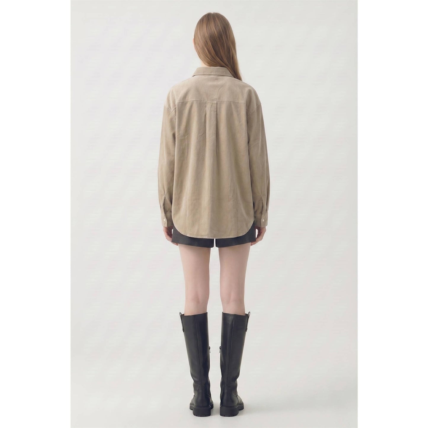Oversized Button-Up: Soft Taupe