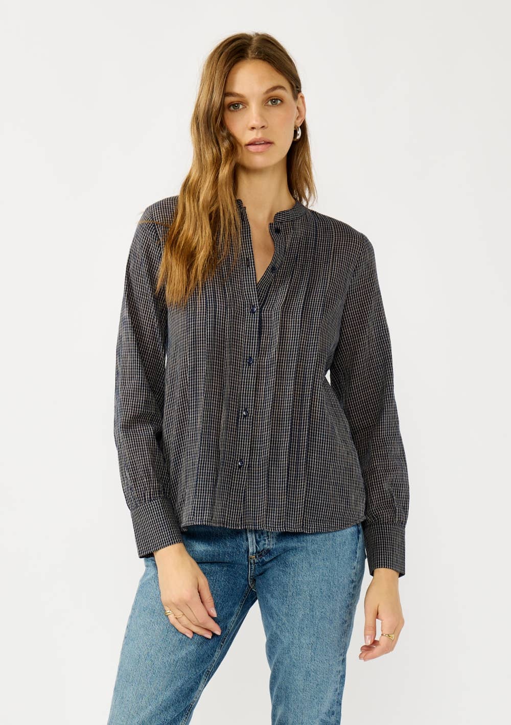 Checker Pleated Blouse