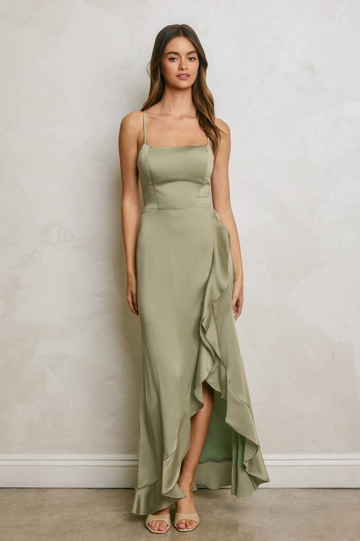 Ruffled Maxi Dress- Sage