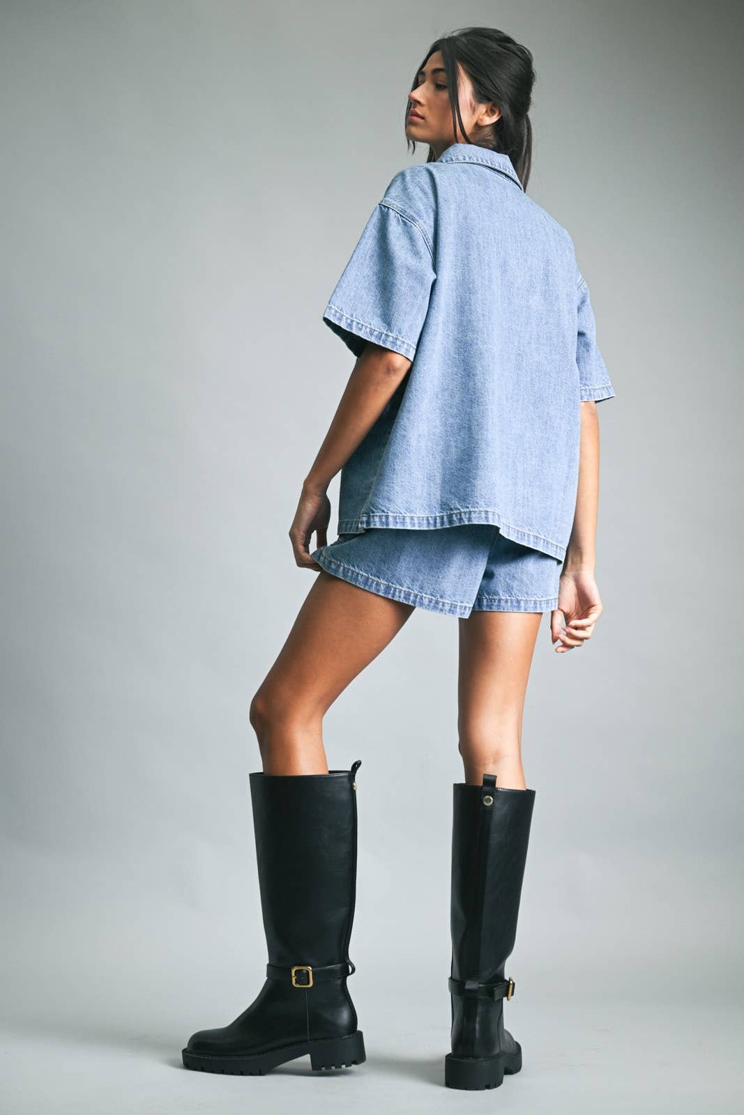 Button-Up Light Denim Shirt