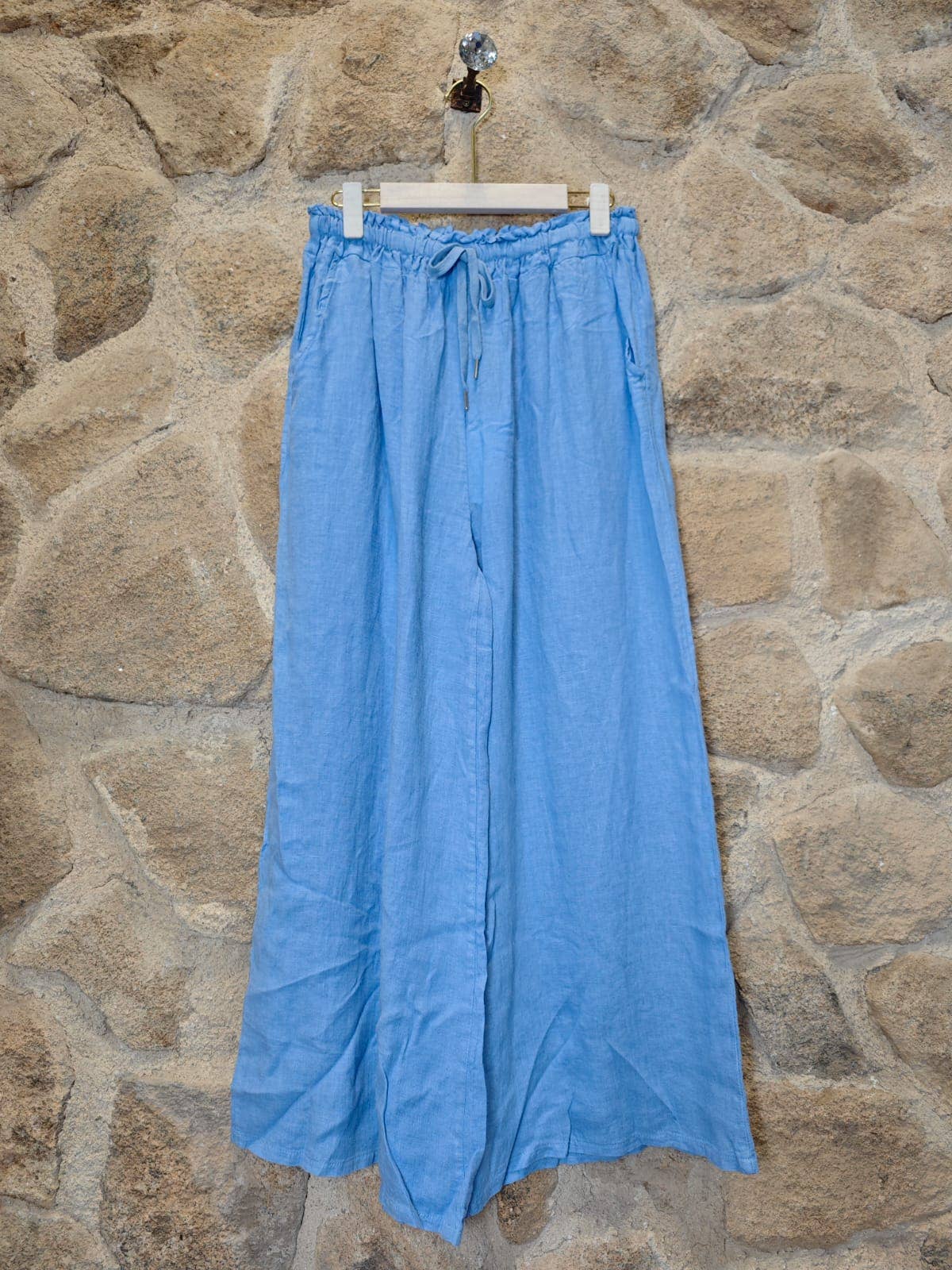 Ref-18116 WIDE-LEG PANTS 100% LINEN: Camel