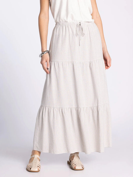 Caelis Skirt in Sand Gingham