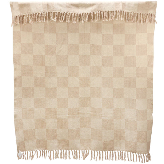 Cream Checkerboard Throw