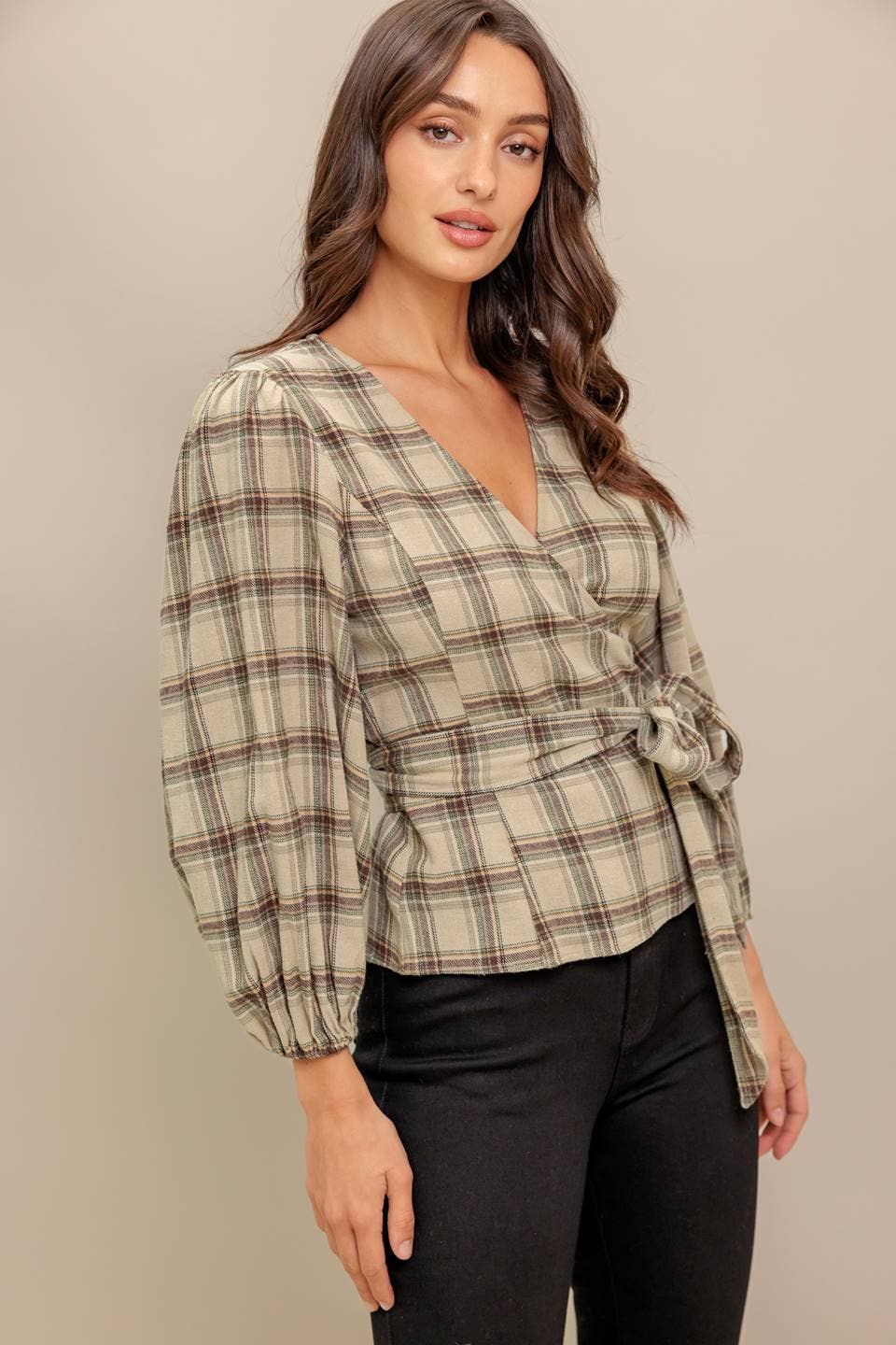 Lila Plaid Top