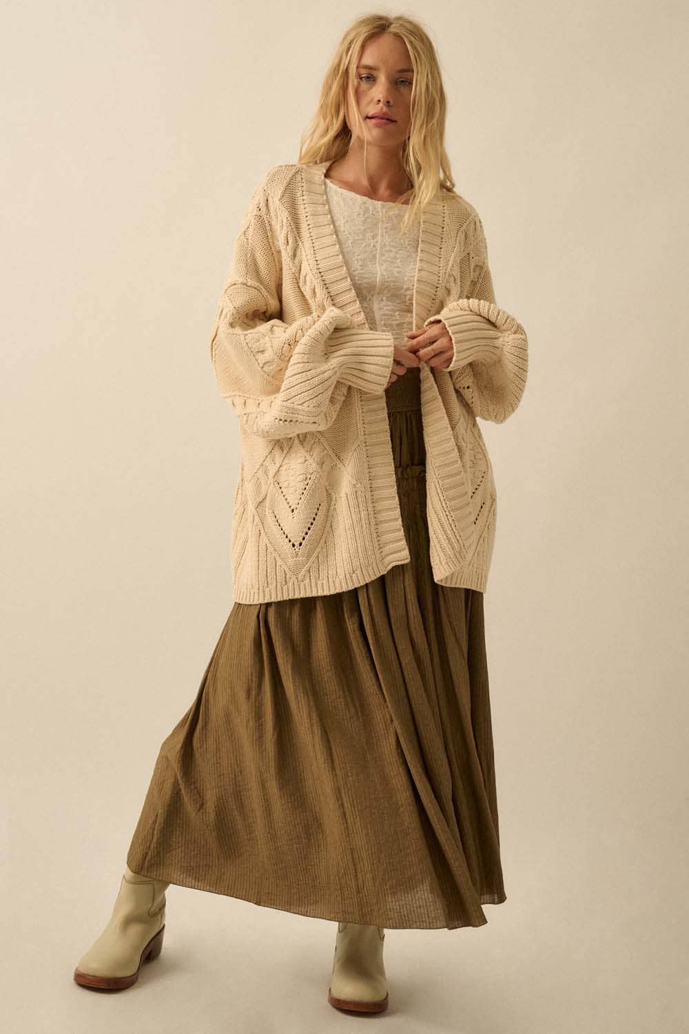 Cable-Knit Sweater - Cream