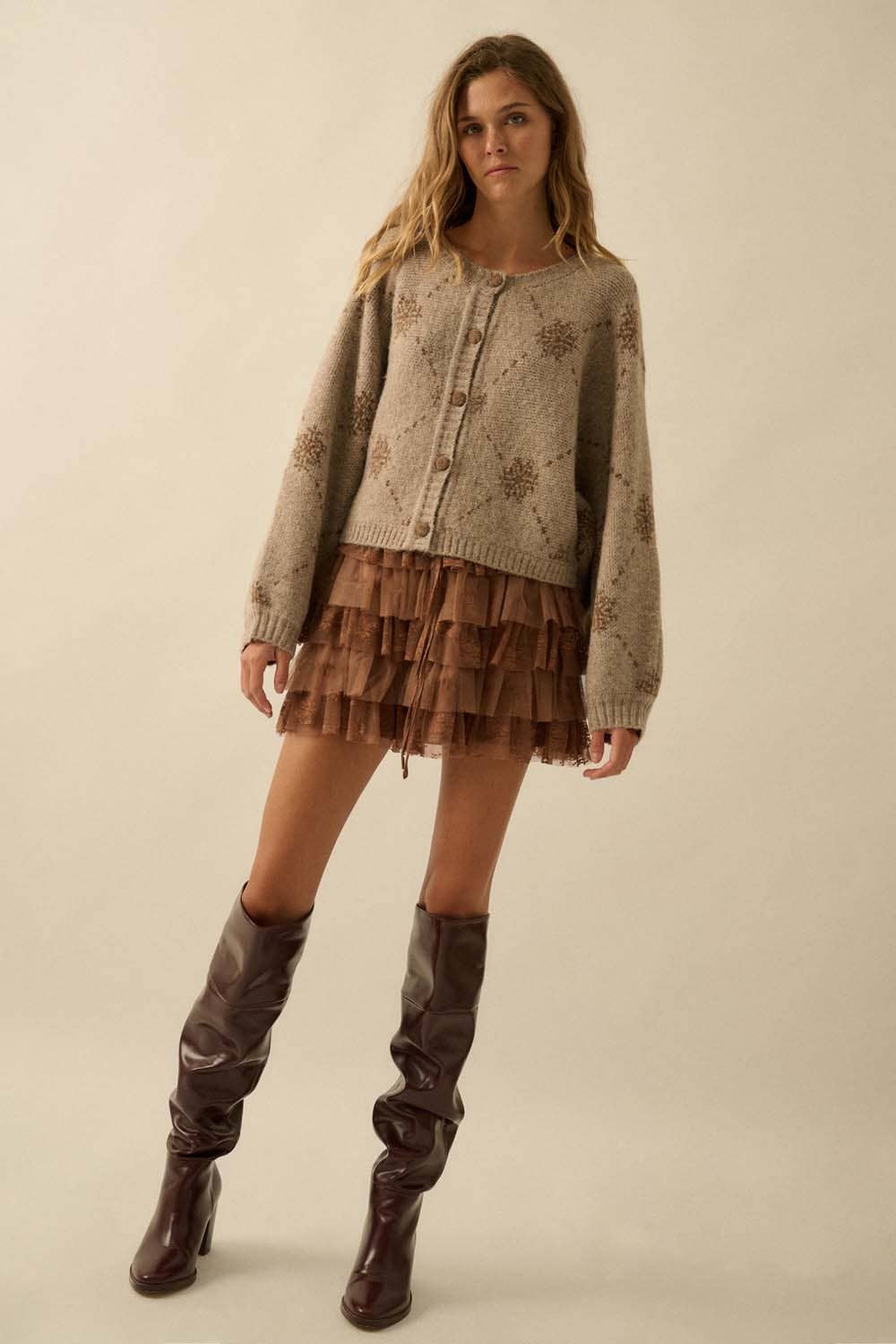 Jacquard-Knit Cardigan