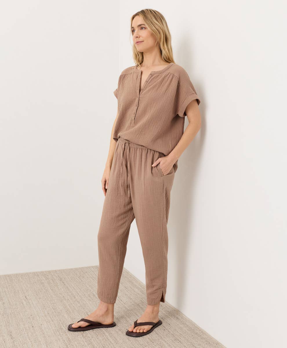 Gauze Tapered Pant- Driftwood