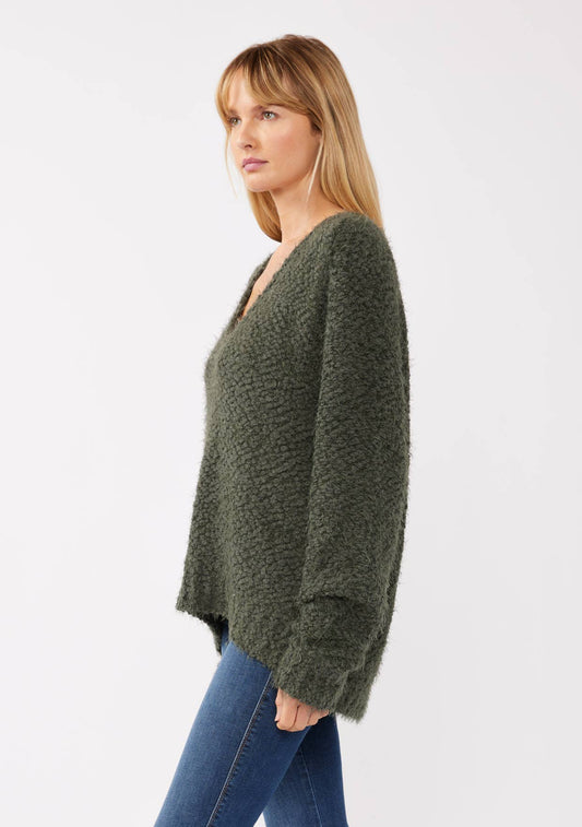 Fuzzy Pullover Sweater - Olive