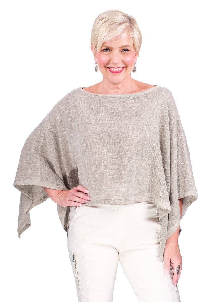 Leah Woven Poncho / Taupe