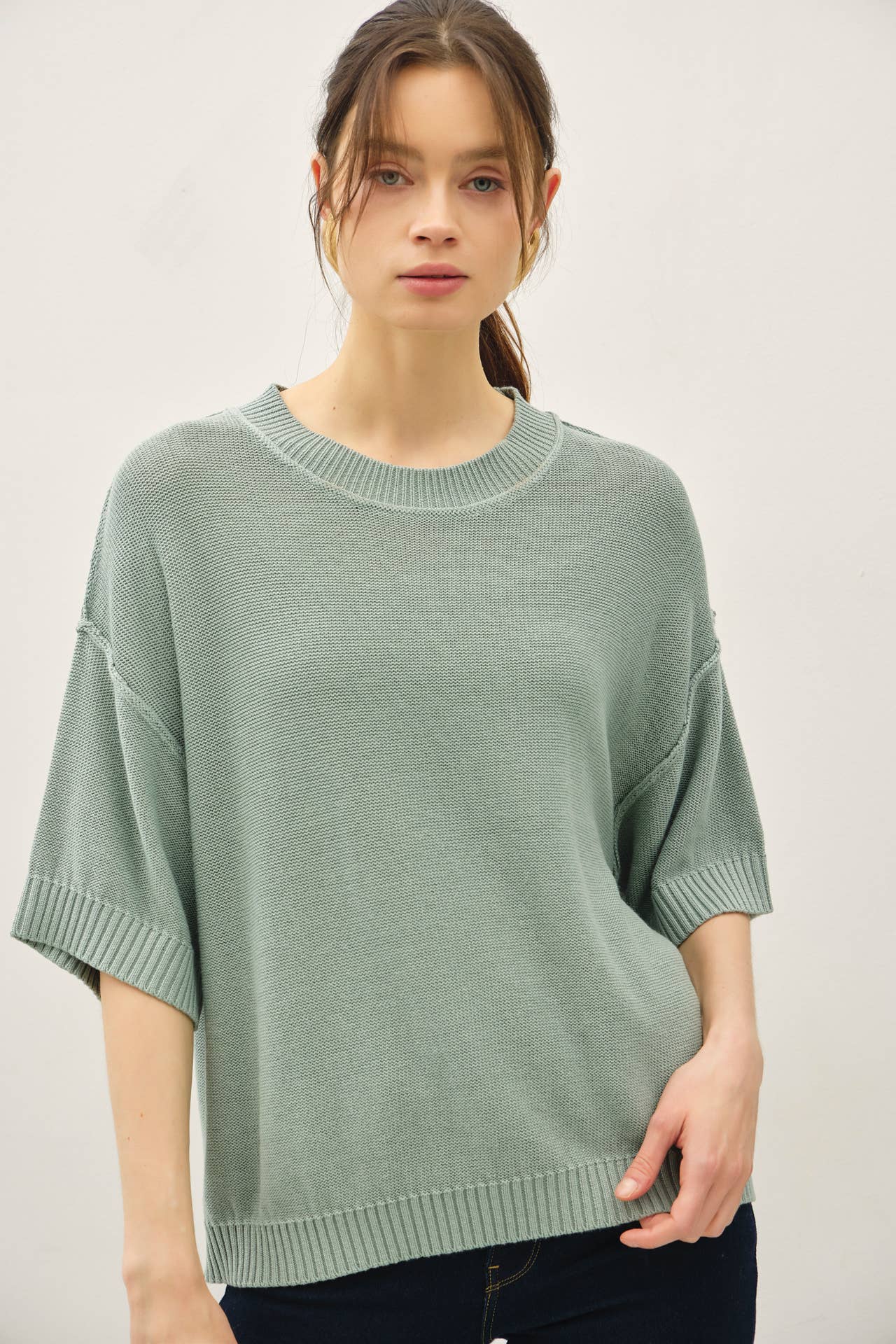 Oversized Sweater Top- Jade