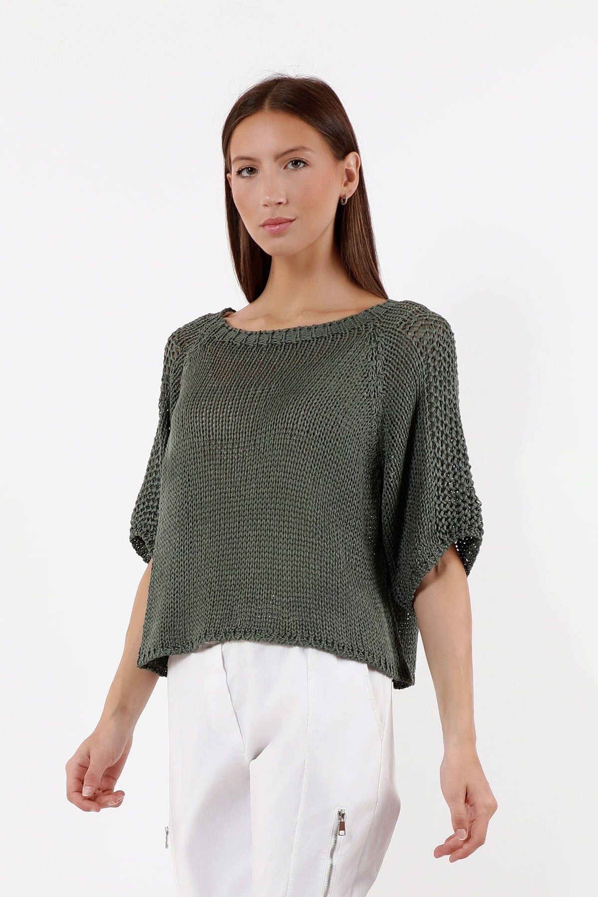 Knit Ballet Sleeve Sweater / Forest