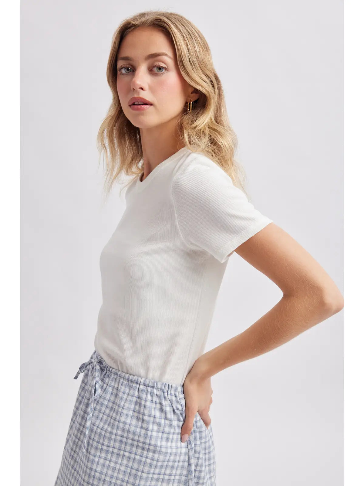 Ribbed Knit T-Shirt