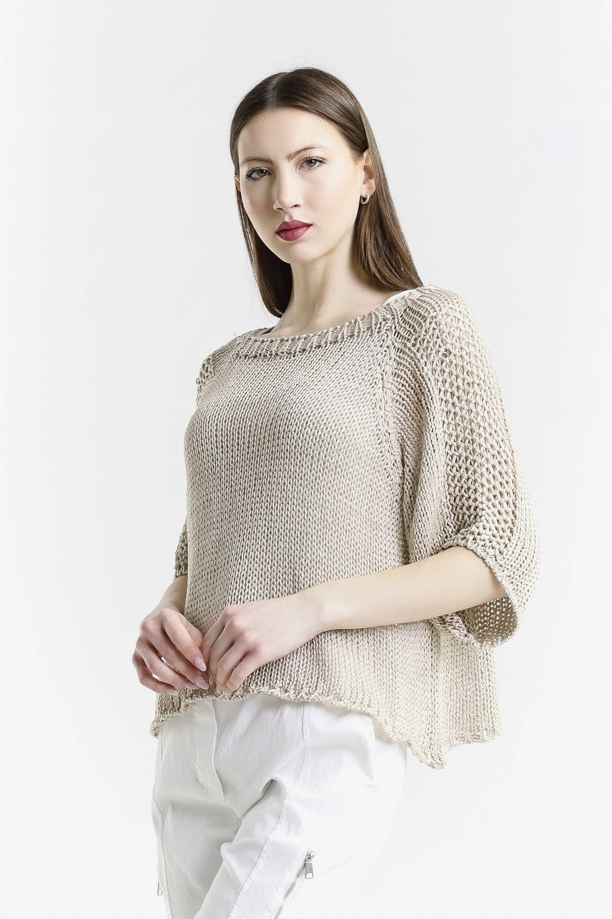 Knit Ballet Sleeve Sweater / Natural