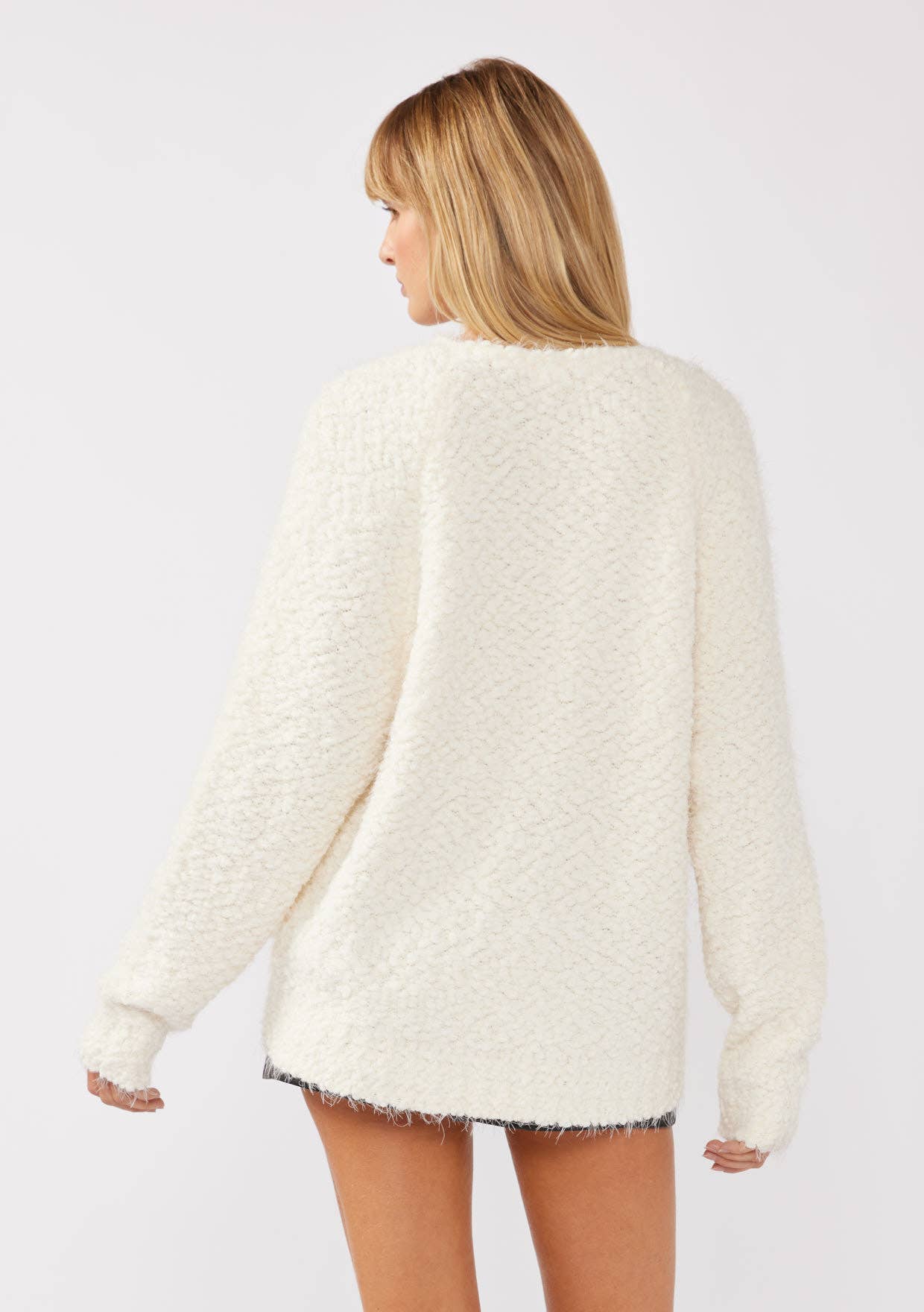 Fuzzy Pullover Sweater - White